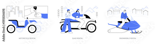 Motor vehicle rental isolated cartoon vector illustrations se