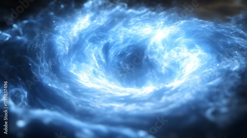 Celestial Vortex: A Serene Blue Nebula in Cosmic Swirl photo