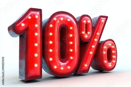 10 Percent Discount Promotion Offer Sale Save Red Three-Dimensional Glossy Price Reduction photo