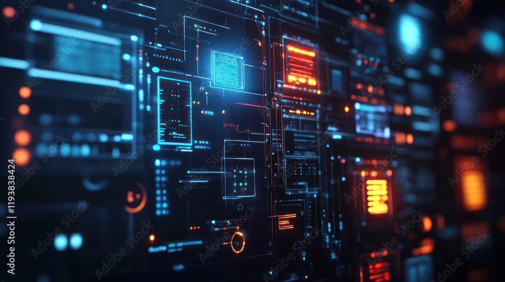 Abstract Digital Interface: Futuristic Tech Wall Abstract Digital Interface: Futuristic Tech Wall