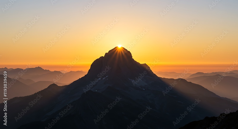 Golden hour sunrise over dramatic mountain peak silhouette. Sunrise landscape. Golden hour sunrise over dramatic mountain peak silhouette. Sunrise landscape.