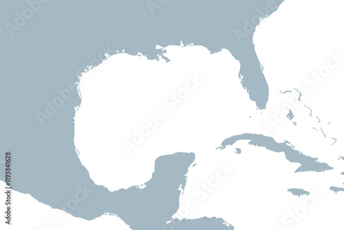 Gulf of Mexico closeup illustration on the world map