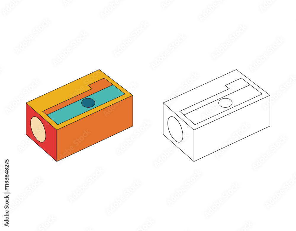 Obraz premium Illustration pencil shaving or sharpener unique design retro style and blank background