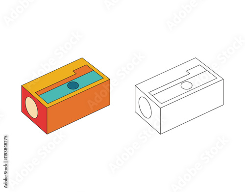 Illustration pencil shaving or sharpener unique design retro style and blank background