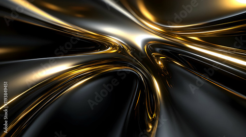 Glossy Black and Gold Abstract Flowing Design for Modern Background