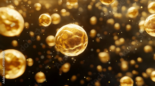 Wallpaper Mural Golden Microorganisms in a Dark Background with Sparkling Effects Torontodigital.ca