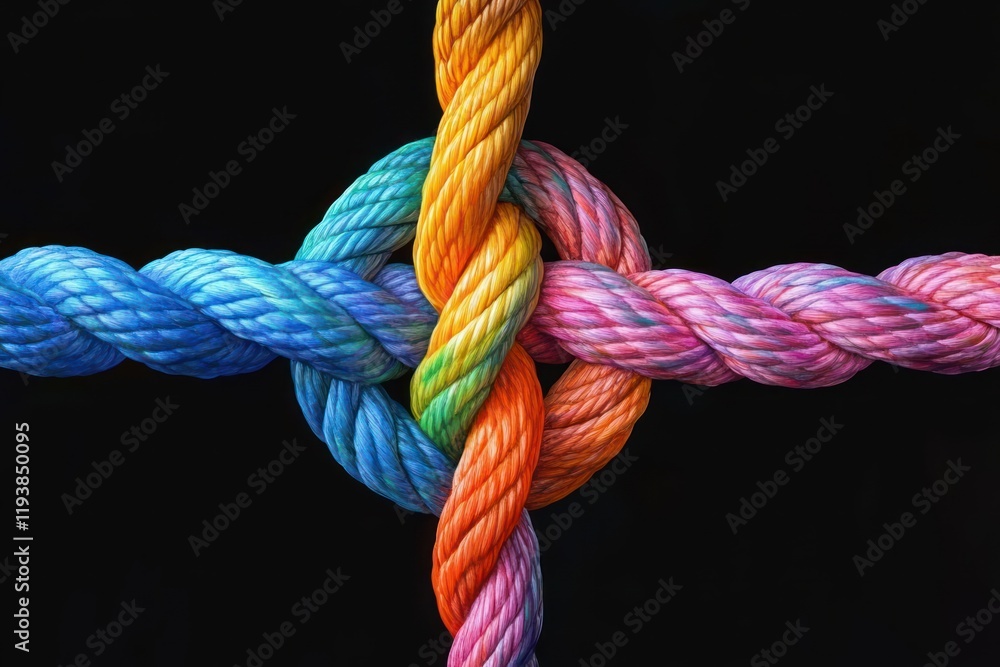 Collaboration Unity and Teamwork Concept with Diverse Ropes Tied Together Representing Synergy and Partnership Success Collaboration Unity and Teamwork Concept with Diverse Ropes Tied Together Representing Synergy and Partnership Success