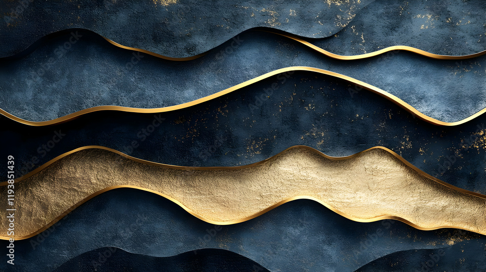 Abstract Blue and Gold Wave Texture Background. Luxury, Elegant, Modern Design. Dark, Glittering Sparkle Effect. Premium Wallpaper, Decor, and Art. Abstract Blue and Gold Wave Texture Background. Luxury, Elegant, Modern Design. Dark, Glittering Sparkle Effect. Premium Wallpaper, Decor, and Art.