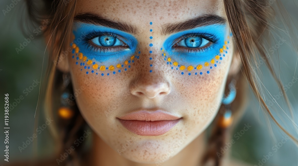 Stunning woman with colorful face paint Stunning woman with colorful face paint