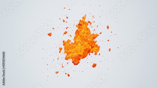 Close-up of explosive orange fireburst minimalist abstract energy concept in digital art photo