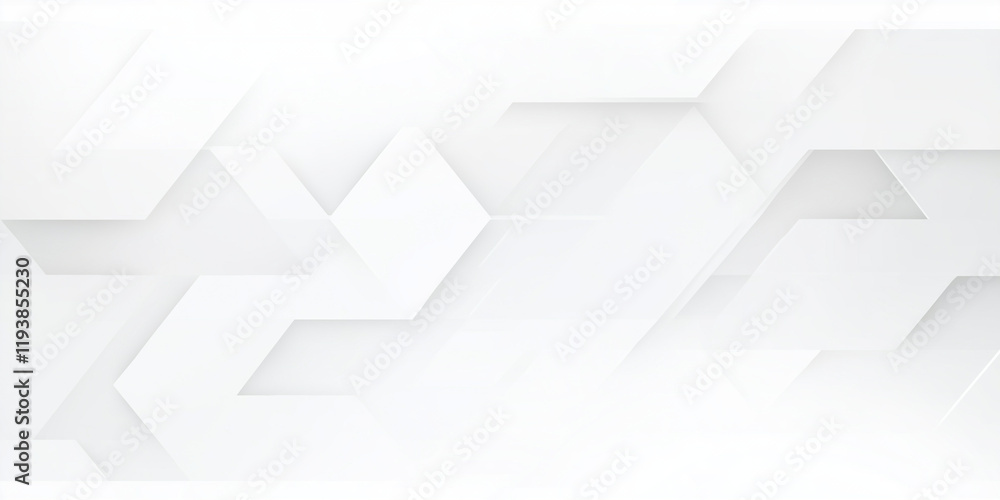 Fototapeta premium A modern white abstract background with geometric hexagonal patterns and soft shadows adding depth and sophistication