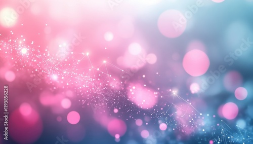 Abstract Background Featuring Soft Bokeh Lights and Glowing Particles in Pink, Blue, and Purple Colors for Use in Graphic Designs, Websites, and Presentations