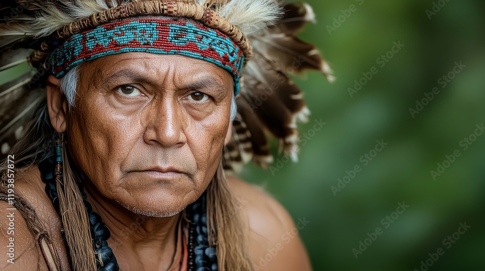 Obraz premium Man Wearing Feather Headdress