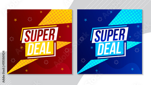 Super deal banner with vibrant colors and editable placeholders for discounts, sales, and special offers. Perfect for digital promotions and retail advertising.