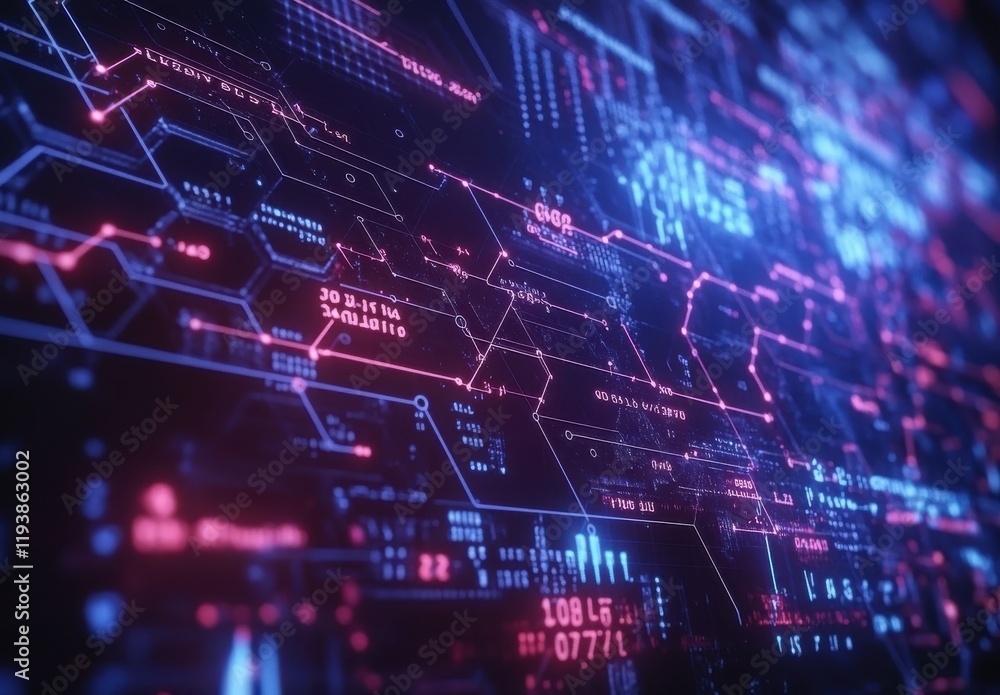 Abstract Digital Data Visualization with Neon Colors and Geometric Patterns Representing Technology, Code, and Algorithmic Structures Abstract Digital Data Visualization with Neon Colors and Geometric Patterns Representing Technology, Code, and Algorithmic Structures