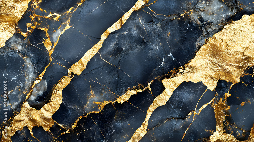 Fototapeta premium Elegant Dark Marble Design with Gold and Blue Veins for Decoration