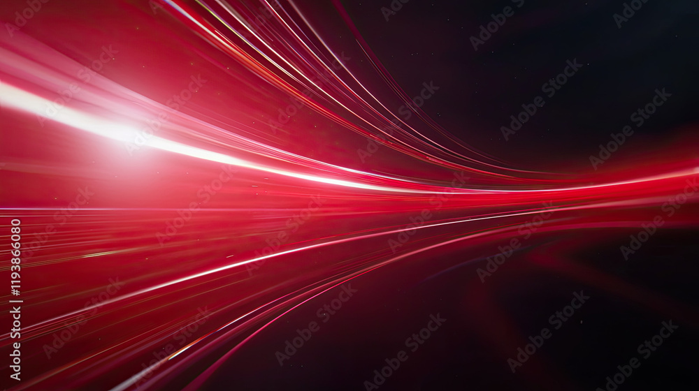 Vibrant red light trails create dynamic abstract background Vibrant red light trails create dynamic abstract background