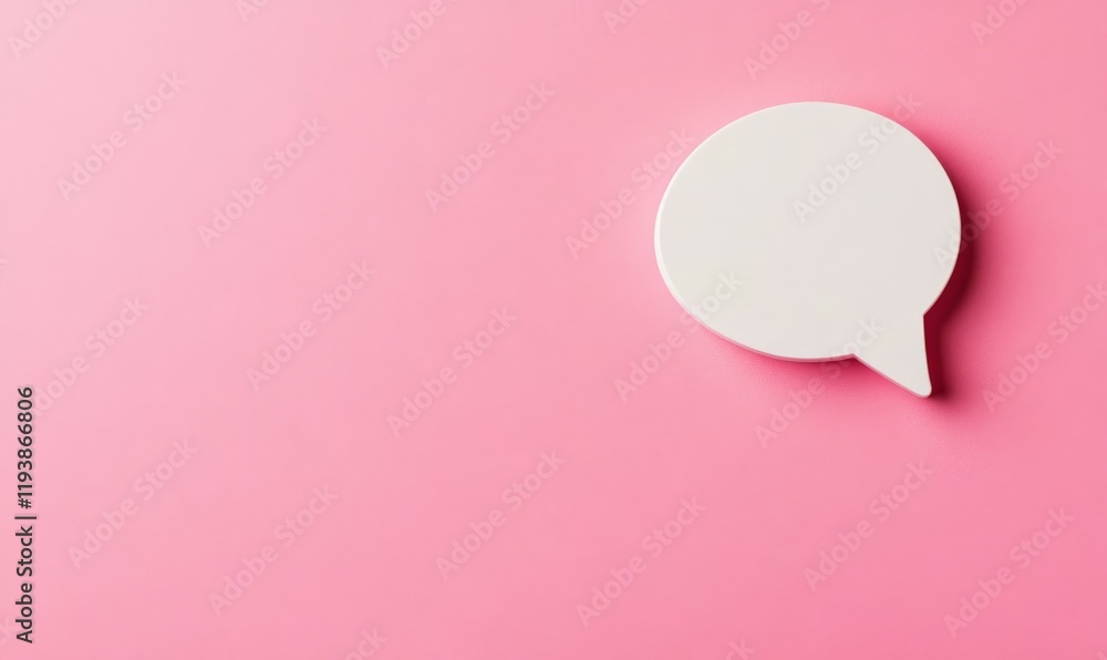 White Speech Bubble on Pink Background White Speech Bubble on Pink Background