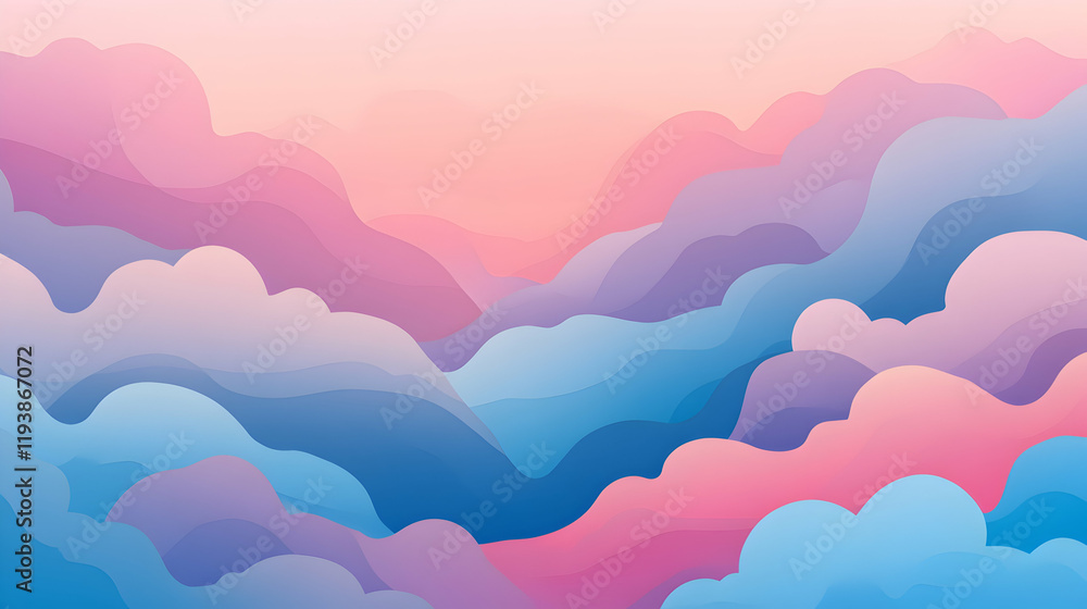 Soft Pastel Abstract Landscape Design in Gentle Pink and Blue Tones Soft Pastel Abstract Landscape Design in Gentle Pink and Blue Tones