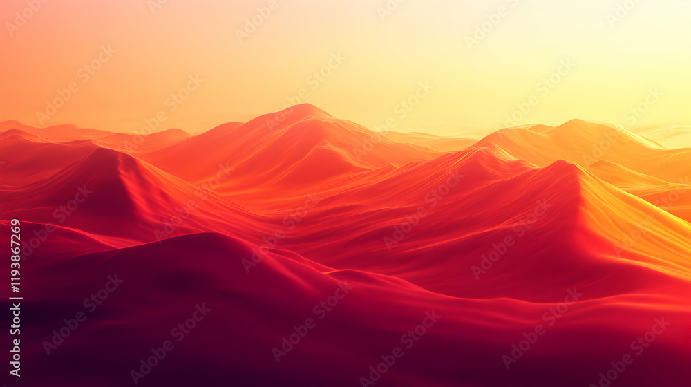 Naklejka premium Majestic Red Mountains Under Soft Sunrise Light in Dreamy Landscape