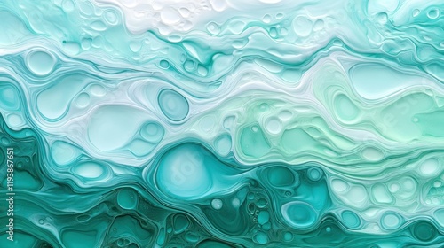 Abstract turquoise fluid art background with swirling patterns.