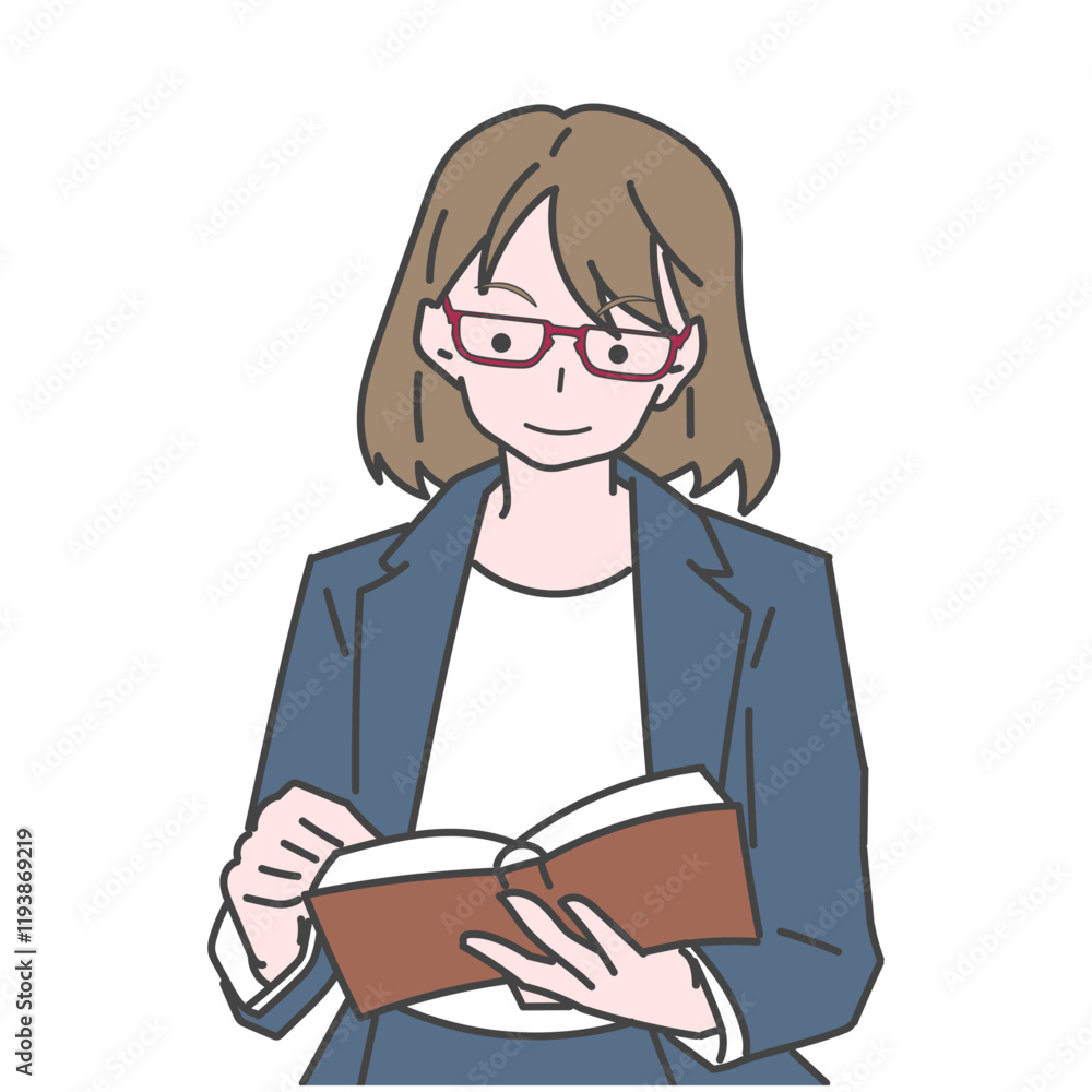 読書、資格勉強するビジネスウーマン 読書、資格勉強するビジネスウーマン