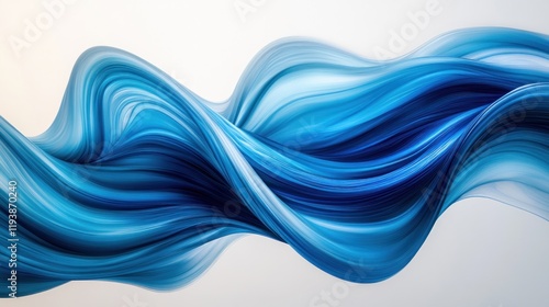Fototapeta Naklejka Na Ścianę i Meble -  Blue wave flow on white background, abstract design element.