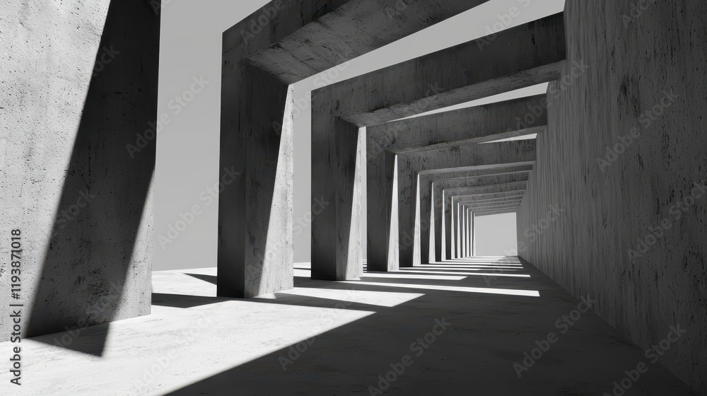 Exploring abstract architecture concrete tunnel visual art minimalist environment unique perspective depth and shadows Exploring abstract architecture concrete tunnel visual art minimalist environment unique perspective depth and shadows