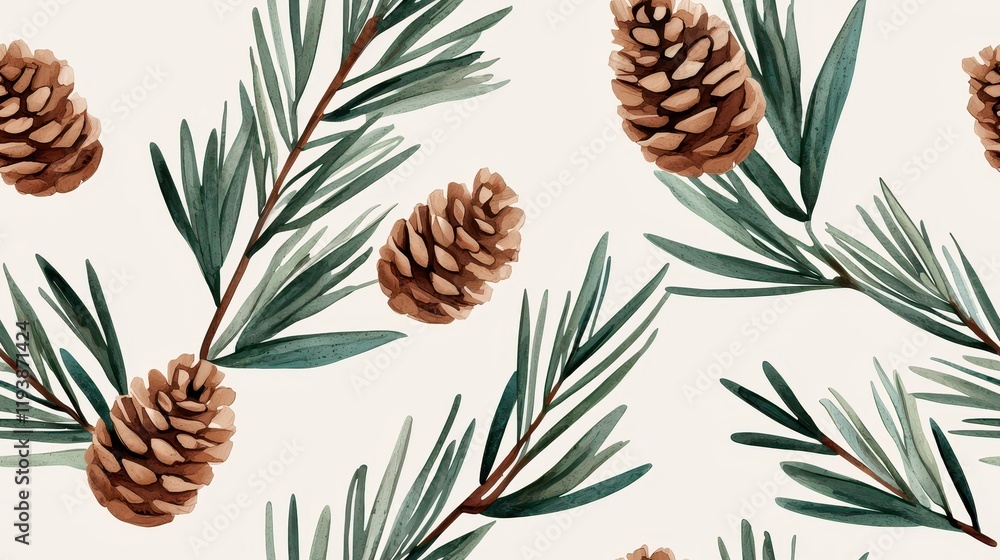 Fototapeta premium Nature-inspired pinecone arrangement forest background illustration calm environment close-up view botanical concept