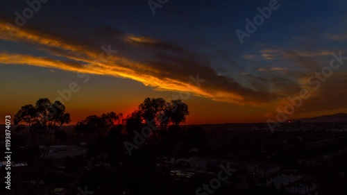 Wallpaper Mural Aerial: Drone Lockdown Shot Of Dramatic Clouds Moving Over Residential Landscape Of City During Scenic Sunset - Los Angeles, California Torontodigital.ca