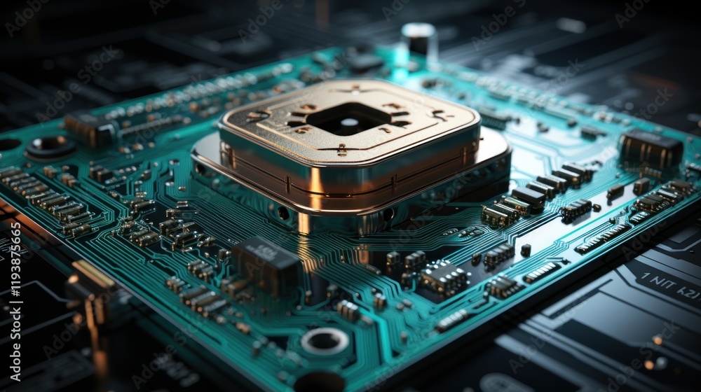 Close-up of a Modern Microchip on a Circuit Board Close-up of a Modern Microchip on a Circuit Board