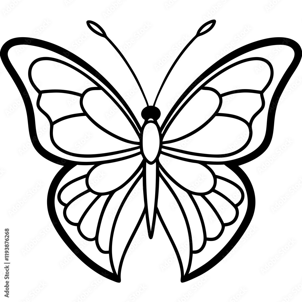 Cute Silhouette of a Butterfly line art vector cartoon illustration Cute Silhouette of a Butterfly line art vector cartoon illustration