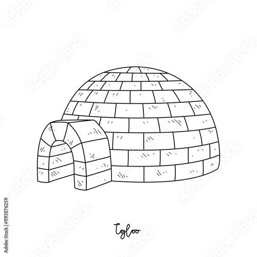 Simple sketch drawing of Igloo Traditional House vector illustration. Traditional House in simple linear style vector design concept. Old architectural building design and great for education purpose.