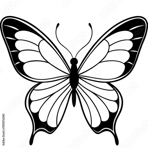 Cute Silhouette of a Butterfly line art vector cartoon illustration