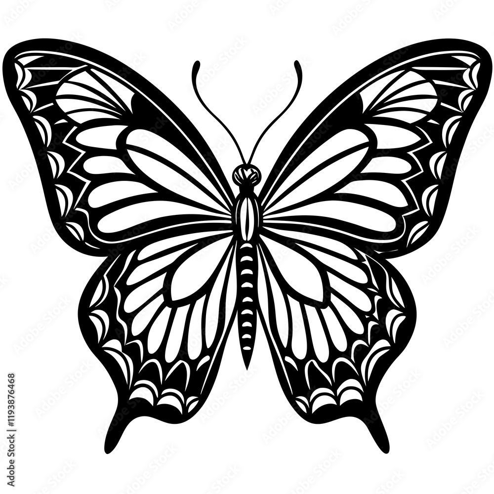 Cute Silhouette of a Butterfly line art vector cartoon illustration Cute Silhouette of a Butterfly line art vector cartoon illustration