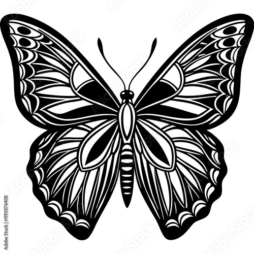 Cute Silhouette of a Butterfly line art vector cartoon illustration