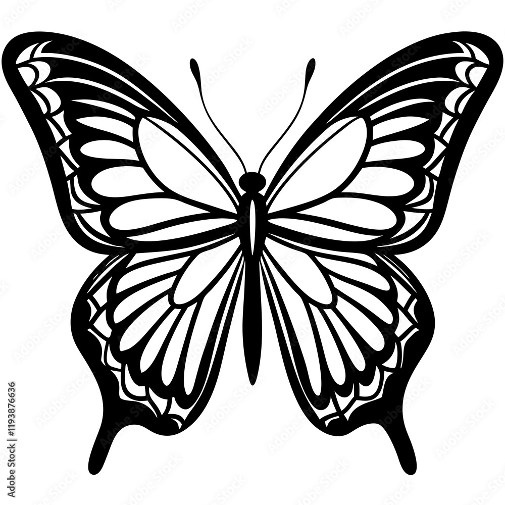 Cute Silhouette of a Butterfly line art vector cartoon illustration Cute Silhouette of a Butterfly line art vector cartoon illustration