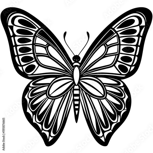 Cute Silhouette of a Butterfly line art vector cartoon illustration