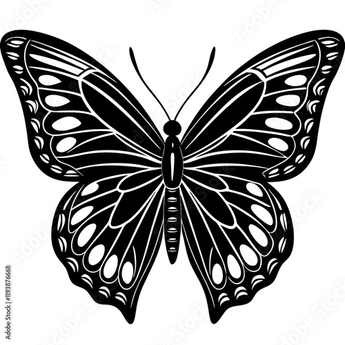 Cute Silhouette of a Butterfly line art vector cartoon illustration