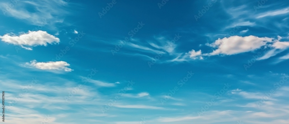 Serene Blue Sky with Fluffy Clouds Nature Background Serene Blue Sky with Fluffy Clouds Nature Background