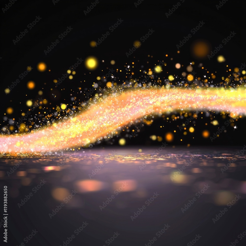 Naklejka premium Golden Glittering Wave Abstract Background Luxury Sparkle Dust