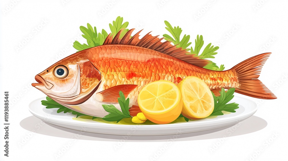 Wide Angle Fresh Fish for Meal Preparation in Centrally Focused Shot Wide Angle Fresh Fish for Meal Preparation in Centrally Focused Shot