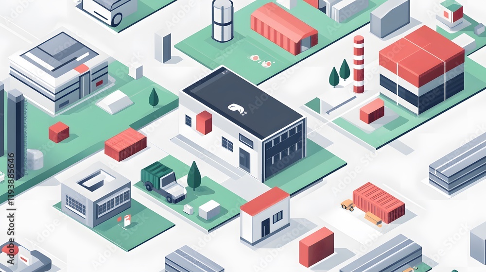 Isometric Illustration of Industrial Park and its Buildings Isometric Illustration of Industrial Park and its Buildings