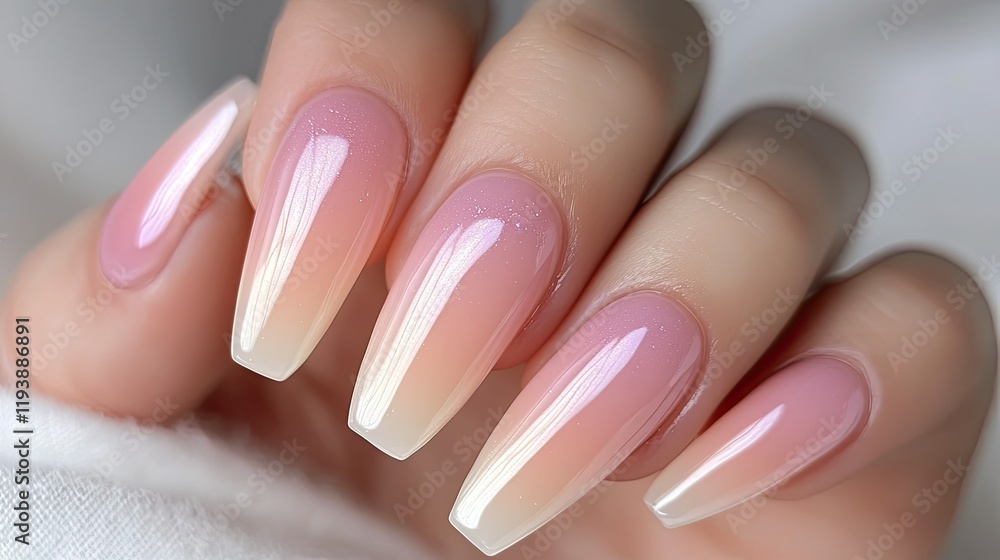 Gradient nail art with pastel shades, styled on feminine hands for a soft and chic manicure aesthetic. Gradient nail art with pastel shades, styled on feminine hands for a soft and chic manicure aesthetic.