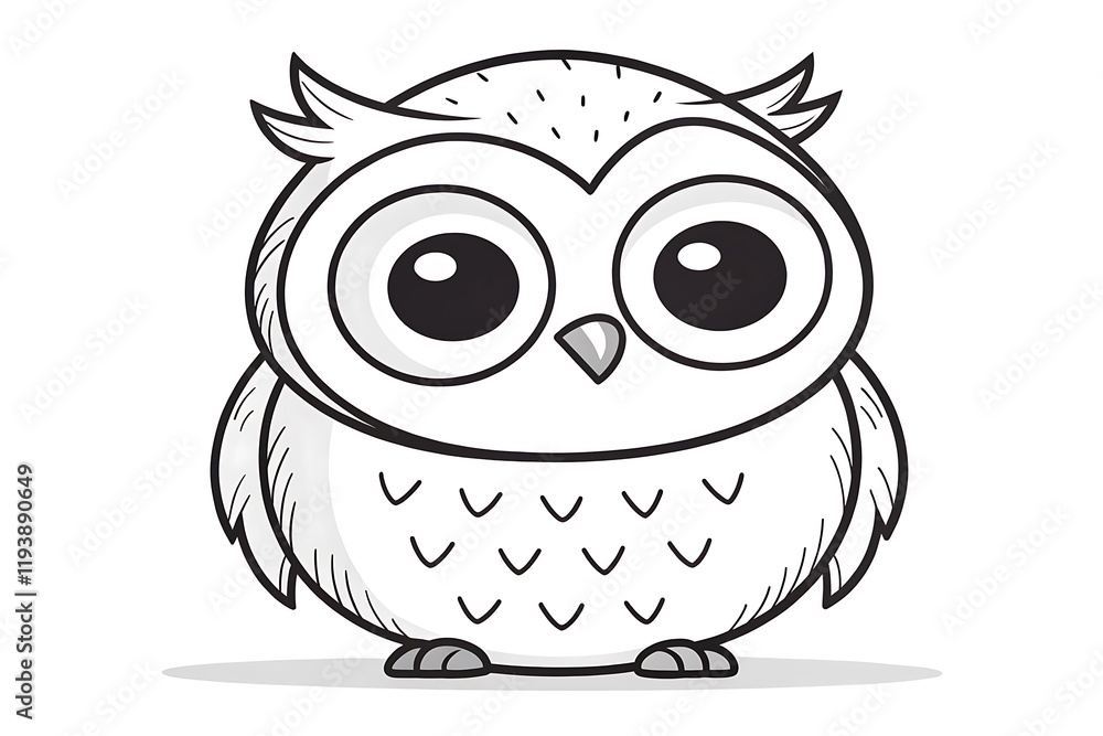 Fototapeta premium Cute Cartoon Owl Illustration with Big Eyes, Simplistic Design for Children, Suitable for Various Creative Projects, from Books to Educational Materials and Merchandise