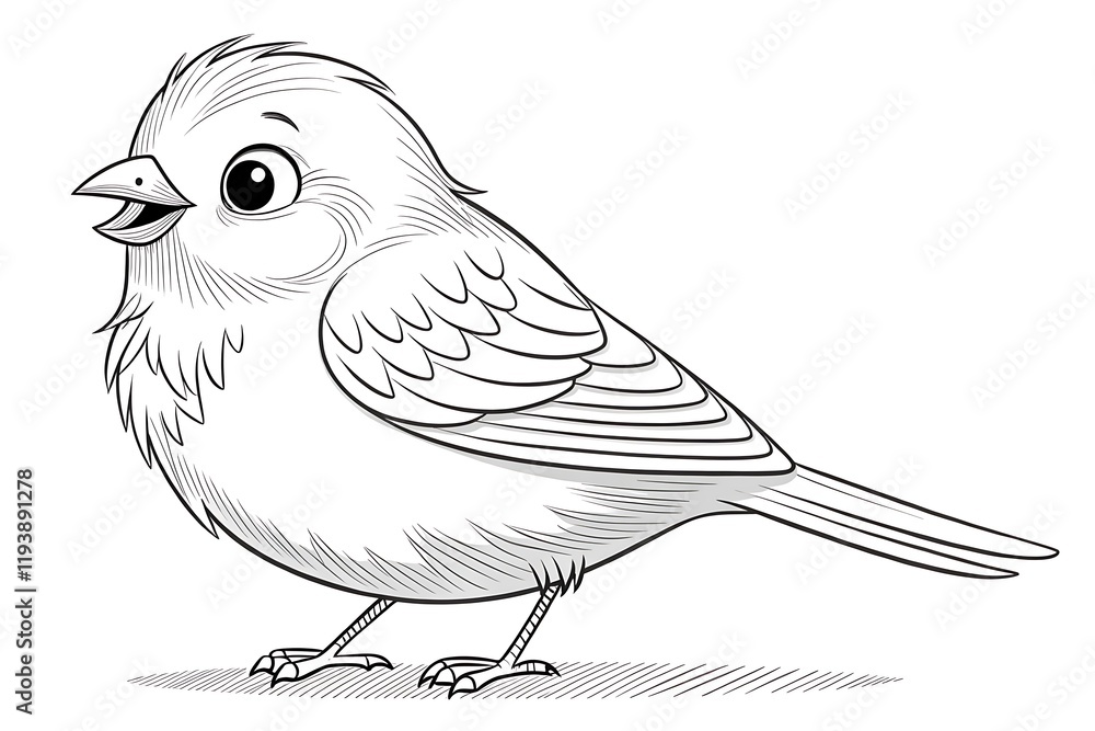 Fototapeta premium Cute and Playful Cartoon Bird Illustration for Children’s Books, Educational Materials, and Nature-Themed Projects with a Whimsical Design