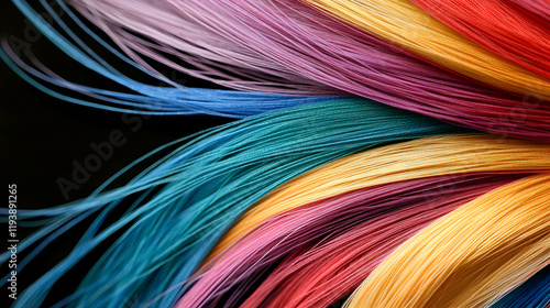 Vibrant Rainbow Threads, A Colorful Textile Display, Showing Diverse Hues and Textures in Exquisite Detail.