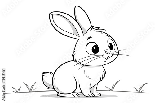 Wallpaper Mural Cute Cartoon Bunny Sitting in Grass, Illustrated in Black and White, Perfect for Children's Books, Coloring Pages, or Fun Illustrations for All Ages Torontodigital.ca