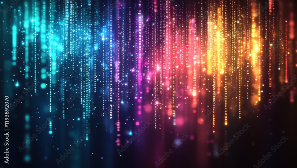 Obraz premium Colorful Abstract Background with Vertical Light Streams in Various Bright Hues Creating a Dynamic and Vibrant Visual Effect for Design Purposes