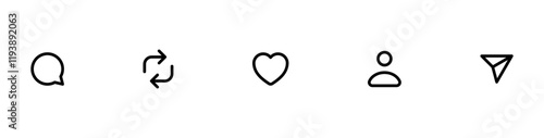 like icon, reply, repost, follower, share icon signs - social media notification like comment, share icons. social network post reactions collection set. editable stroke. vector illustration